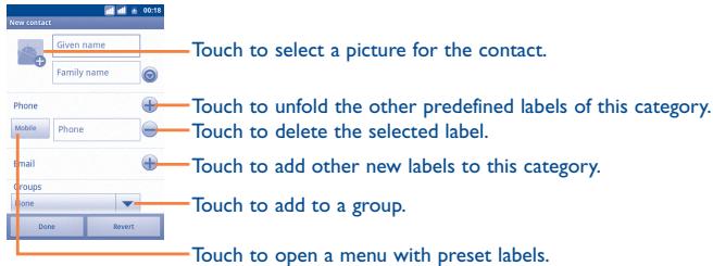 ALCATEL ONE TOUCH TPOP - Adding a contact - 1