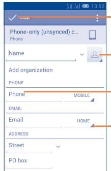 ALCATEL ONE TOUCH XPOP - Adding a contact - 1