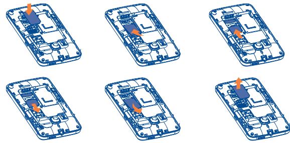 ALCATEL TRIBE 3040/3040D - Inserting and removing the SIM card ^(1) - 1