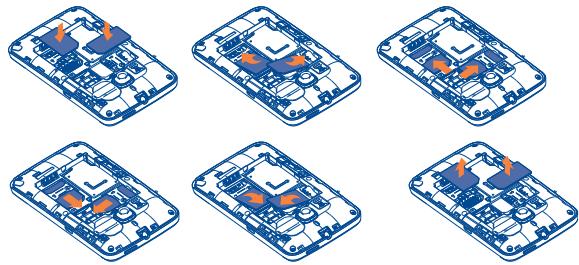 ALCATEL TRIBE 3040/3040D - Inserting and removing the SIM card ^(1) - 2