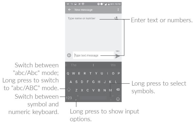 ALCATEL A5 LED - Using the onscreen keyboard - 1