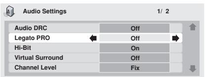 PIONEER DV-757AI - Highlight 'Legato PRO', then use the Joystick (left/right) to change the setting. - 1