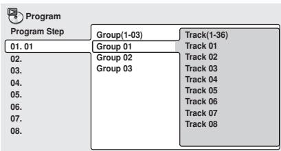 PIONEER DV-757AI - Select a title, chapter, group, folder or track for the current step in the program list. - 3