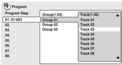 PIONEER DV-757AI - Select a title, chapter, group, folder or track for the current step in the program list. - 4