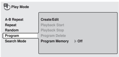PIONEER DV-757AI - Press PLAY MODE and select 'Program' from the list of functions on the left. - 1