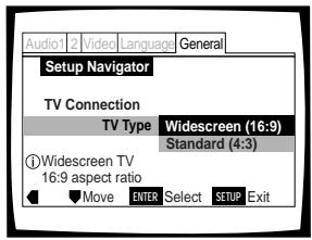 PIONEER DVD-V550 - Setting the TV screen size - 1
