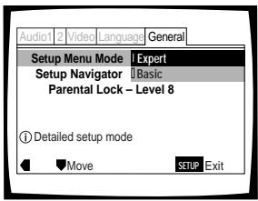 PIONEER DVD-V550 - Changing the Setup Screen to "Expert" Menu Mode - 1