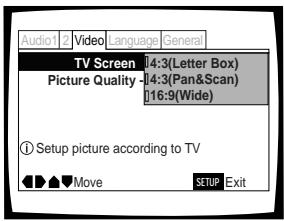 PIONEER DVD-V550 - Setting the TV Screen Size - 1