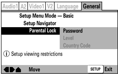 PIONEER DVJ-X1 - Gebruik de vier kanten van de cursortoets ( /  /  / ) om maar [General]  [Parental Lock]  [Password] te navigeren. - 1