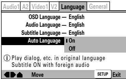 PIONEER DVJ-X1 - Réglage automatique de la langue et des sous-titres "auto language - 1