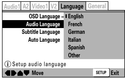 PIONEER DVJ-X1 - Sélection de "audio language - 1