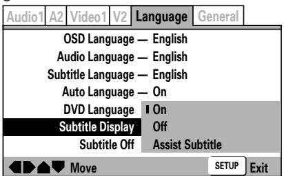 PIONEER DVJ-X1 - Ein- und Ausschalten der Untertitelanzeige (Expert-Modus) - 1