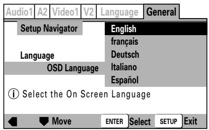 PIONEER DVJ-X1 - Appuyez sur le haut/bas ( /) de la touche du curseur pour passer à la langue souhaitée, puis appuyez sur ENTER pour valider votre choix. - 1