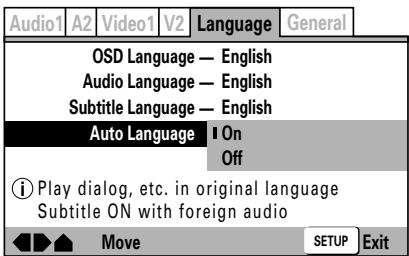PIONEER DVJ-X1 - Establecer automatistically el idioma de audio y los subtitles (Auto Language) - 1