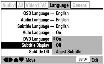 PIONEER DVJ-X1 - Activar/desactivar la visualización de subtitleos (Subtitle Display) (Mode Expert) - 1