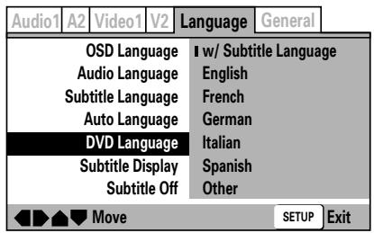 PIONEER DVJ-X1 - Establecer idioma de menu de DVD (DVD Language) (Modo Expert) - 1