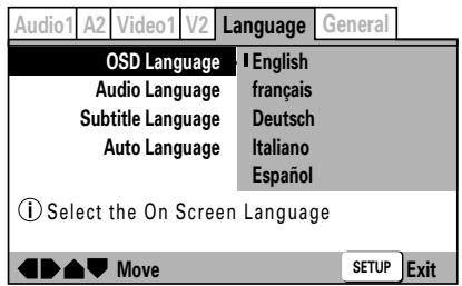 PIONEER DVJ-X1 - Einstellung der Sprache für die Einblendungsanzeigen - 1