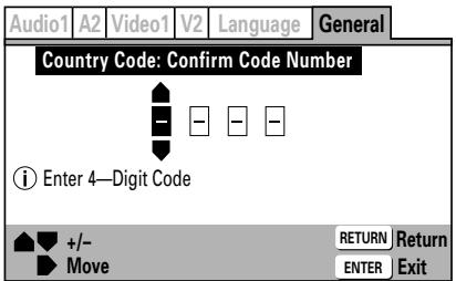 PIONEER DVJ-X1 - Seleccione [Country Code] y presione el boton ENTER. - 1