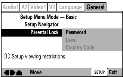 PIONEER DVJ-X1 - Betätigten Sie die vier Seiten ( /  /  / ) der Cursortaste zur Wahl von [General]  [Parental Lock]  [Password]. - 1