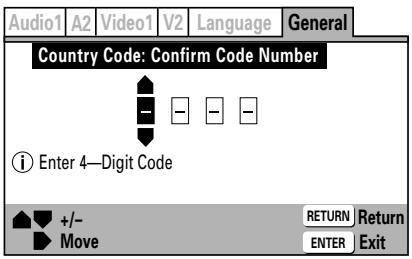 PIONEER DVJ-X1 - Select [Country Code] and press the ENTER button. - 1