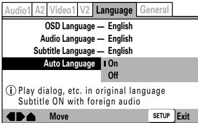 PIONEER DVJ-X1 - Automatische selectie van gesproken taalen ondtitelingstaal - 1