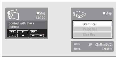 PIONEER DVR-440H-AV (RCS-404H) - Select 'Start Rec'. - 1