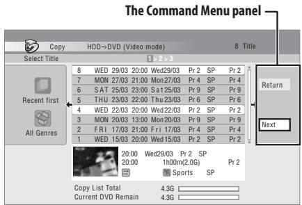 PIONEER DVR-440H-AV (RCS-404H) - Press to display the command menu panel. - 1