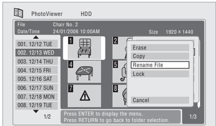 PIONEER DVR-440H-AV (RCS-404H) - Naming files and folders - 1