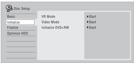 PIONEER DVR-440H-AV (RCS-404H) - Select 'Initialize' > 'Video Mode', 'VR Mode' or 'Initialize DVD+RW'. - 1