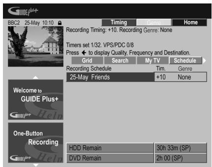 PIONEER DVR-440H-AV (RCS-404H) - Press (cursor right) to access the extended recording options: - 1