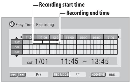 PIONEER DVR-440H-AV (RCS-404H) - Move the cursor to the recording end time on the grid. - 1