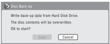 PIONEER DVR-440H-AV (RCS-404H) - Select 'Start' to start writing the backed-up data to the blank disc. - 1