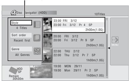 PIONEER DVR-440H-AV (RCS-404H) - Display the View Options panel. - 1