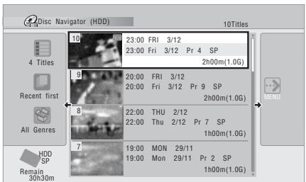 PIONEER DVR-440H-AV (RCS-404H) - Using the Disc Navigator with recordable discs and the HDD - 1