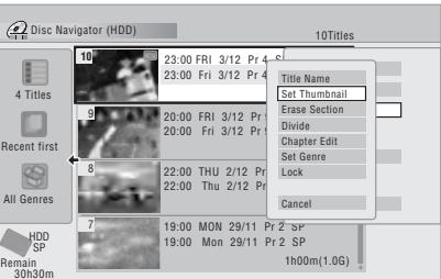 PIONEER DVR-550HX-S - Select 'Edit' > 'Set Thumbnail' from the command menu panel. - 1