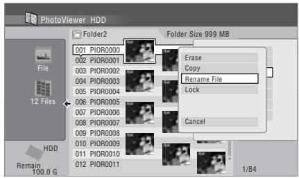 PIONEER DVR-550HX-S - Select 'Rename File' or 'Rename Folder'. - 1
