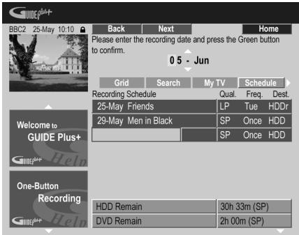 PIONEER DVR-550HX-S - Press the GREEN Action button (Manual). - 1