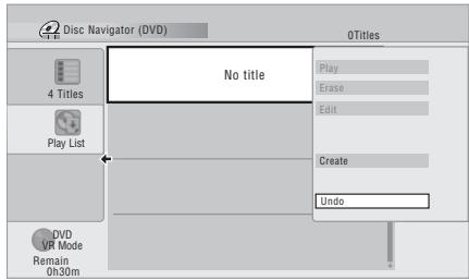 PIONEER DVR-550HX-S - - Select 'Undo' from the command menu panel. - 1