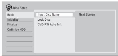 PIONEER DVR-550HX-S - HOME MENU Select 'Disc Setup' from the Home Menu. - 2