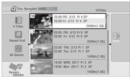 PIONEER DVR-550HX-S - Using the Disc Navigator with recordable discs and the HDD - 1