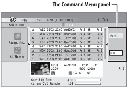 PIONEER DVR-550HX-S - Press  to display the command menu panel. - 1