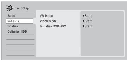PIONEER DVR-550HX-S - HOME MENU Select 'Disc Setup' from the Home Menu. - 2