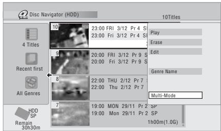 PIONEER DVR-550HX-S - Select 'Multi-Mode' from the command menu panel. - 1