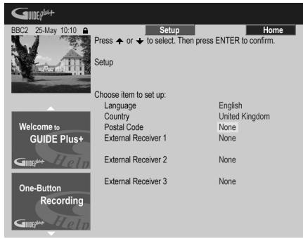 PIONEER DVR-550HX-S - Highlight 'Postal Code'. - 1