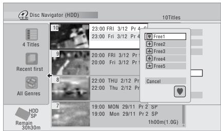 PIONEER DVR-550HX-S - Select one of the userdefinable genre names. - 1