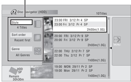 PIONEER DVR-560HX-S - Changing the display style of the Disc Navigator - 1