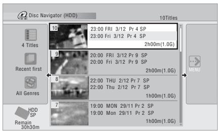 PIONEER DVR-560HX-S - Using the Disc Navigator with recordable discs and the HDD - 1
