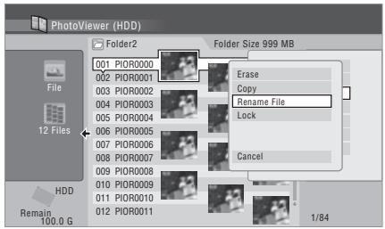 PIONEER DVR-560HX-S - SELECT 'Rename File' or 'Rename Folder'. - 1
