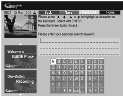 PIONEER DVR-LX61D - To add a keyword to your profile, highlight 'Keywords' and press the YELLOW Action button. - 1
