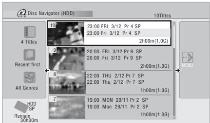 PIONEER DVR-LX61D - Using the Disc Navigator with recordable discs and the HDD - 1